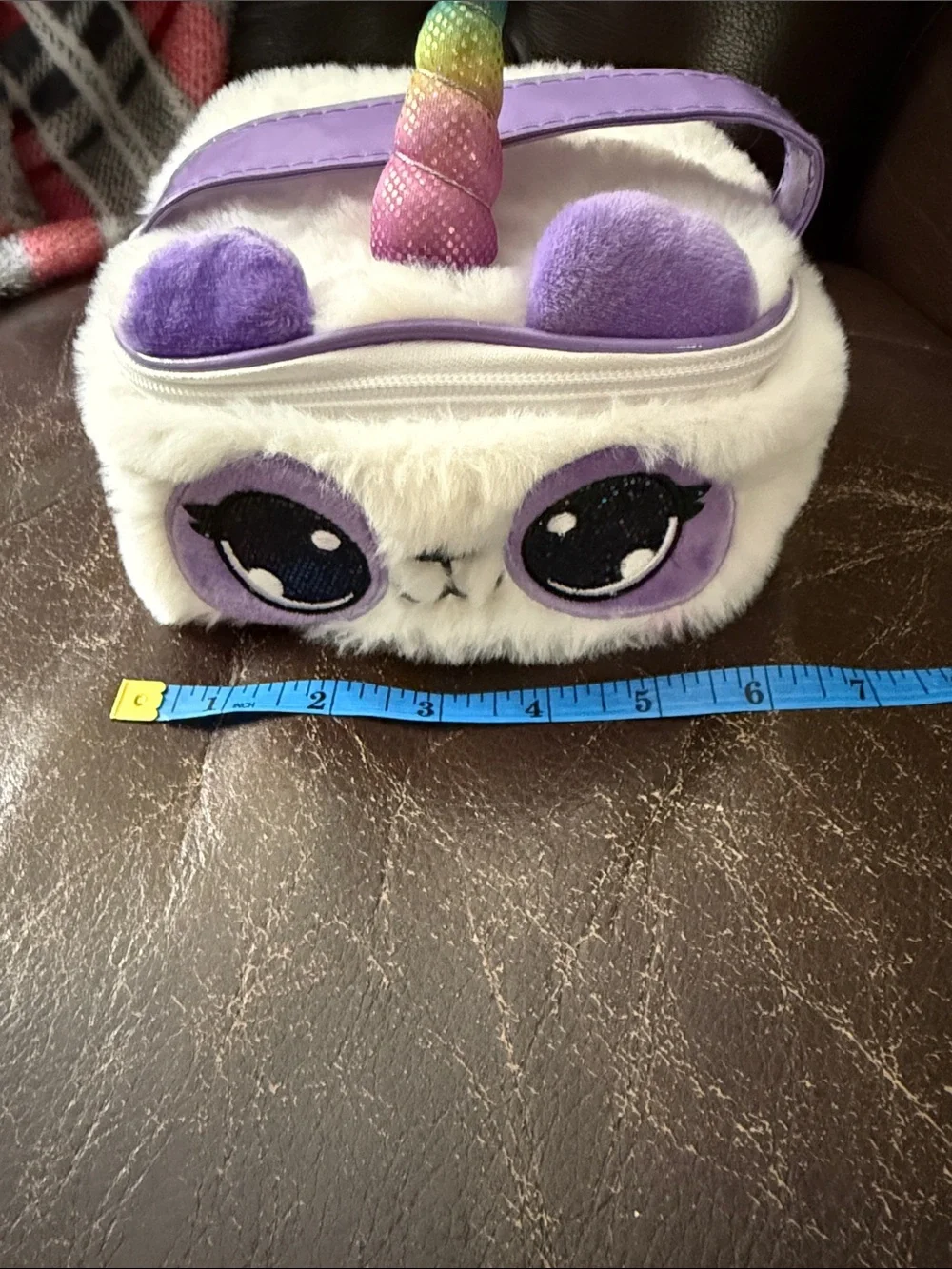 Claire's White & Purple Plush Unicorn Panda Kids Bag with Rainbow Horn